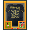 Framed Autographed/Signed Clyde Edwards-Helaire 35x39 Kansas City Blackout Football Jersey Beckett BAS COA