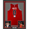 Framed Autographed/Signed Coby White 35x39 Chicago Red Basketball Jersey Beckett BAS COA