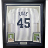 Framed Autographed/Signed Gerrit Cole 35x39 New York Pinstripe Baseball Jersey JSA COA