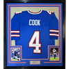 Framed Autographed/Signed James Cook 35x39 Buffalo Blue Football Jersey Beckett BAS COA