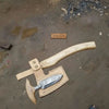 Handmade Damascus Steel Viking Axe and Matching Knife Set with Ash Wood Handle and Leather Sheath by JW SteelCrafts