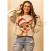 Cozy Reindeer & Santa Hat Christmas Sweatshirt by Dog Mom Hat
