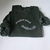 Custom Embroidered Positive mind - Positive Life Sweatshirt, Mental Health Hoodie, Positivity Encouragement Crewneck, Gift for Friend by Dog Mom Hat