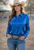 High Roller Rhinestone Matte Satin Button Up Rodeo Shirt by Neon Spur