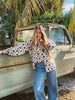 White Wedding Retro Floral Button Up Blouse by Lil Bee's Bohemian
