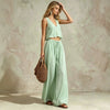 Women's V-Neck Sleeveless Camisole Top & Wide Leg Pants Set by FitiqueFit