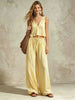 Women's V-Neck Sleeveless Camisole Top & Wide Leg Pants Set by FitiqueFit