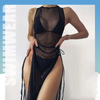 Women's Solid Color Three-Piece Bikini Set with Maxi Dress Cover-Up by FitiqueFit