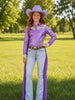 Girls Daphne Purple Metallic Pearl Snap Rodeo Shirt by Neon Spur