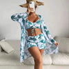 Mesh Cover-Up Three-Piece Swimwear Set – Bikini with Leg-Length Briefs by FitiqueFit