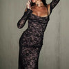 Lace Shawl Two-Piece Mermaid Maxi Dress Set – Long Sleeve by FitiqueFit