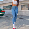 Women's High-Waist Denim Skinny Pants – Stretch Pencil Jeans by FitiqueFit