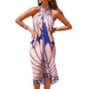 Sheer Chiffon High-Slit Swim Cover-Up Dress – Floral Print, One Size by FitiqueFit
