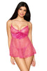 Plus Size Fuchsia Patterned Mesh and Velvet Babydoll by 3wishes.com