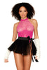 Pink Flocked Heart Teddy and Vinyl Bustier by 3wishes.com