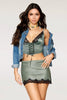 Contrast Lace Satin Bustier Set by 3wishes.com