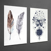 Feathers and Butterfly 2 Pieces Combine Glass Wall Art by Insigneart USA