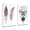 Feathers and Butterfly 2 Pieces Combine Glass Wall Art by Insigneart USA