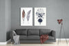 Feathers and Butterfly 2 Pieces Combine Glass Wall Art by Insigneart USA