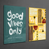 Good Vibes Only 2 Pieces Combine Glass Wall Art by Insigneart USA