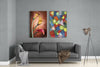 Tulips and Shapes 2 Pieces Combine Glass Wall Art by Insigneart USA