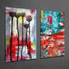 Abstract Flowers 2 Pieces Combine Glass Wall Art by Insigneart USA