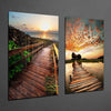 Sunsets 2 Pieces Combine Glass Wall Art by Insigneart USA