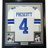 Framed Autographed/Signed Dak Prescott 35x39 Dallas White Football Jersey Beckett BAS COA