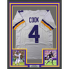 Framed Autographed/Signed Dalvin Cook #4 35x39 Minnesota White Football Jersey Beckett BAS COA