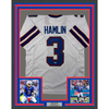 Framed Autographed/Signed Damar Hamlin 35x39 Buffalo White Football Jersey Beckett BAS COA by Hall of Fame Sports Memorabilia