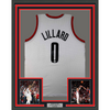 Framed Autographed/Signed Damian Lillard 35x39 Portland White Basketball Jersey JSA COA