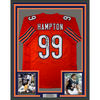 Framed Autographed/Signed Dan Hampton 35x39 HOF 2002 Chicago Orange Football Jersey Beckett BAS COA