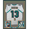 Framed Autographed/Signed Dan Marino 35x39 Miami White Football Jersey JSA COA