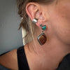 Carico Lake Turquoise and Mookite Earrings | Sterling Silver Convertible Stud and Dangle Set | Two in One Versatile Jewelry by mend metalworks
