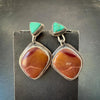 Carico Lake Turquoise and Mookite Earrings | Sterling Silver Convertible Stud and Dangle Set | Two in One Versatile Jewelry by mend metalworks
