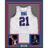 Framed Autographed/Signed Dave Bing HOF 90 35x39 Detroit White Basketball Jersey Beckett BAS COA by Hall of Fame Sports Memorabilia