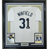 Framed Autographed/Signed Dave Winfield 35x39 New York Pinstripe Baseball Jersey JSA COA