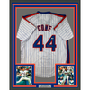 Framed Autographed/Signed David Cone 35x39 New York Pinstripe Baseball Jersey Beckett BAS COA