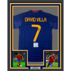 Framed Autographed/Signed David Villa 35x39 Spain Blue World Cup Soccer Jersey Beckett BAS COA