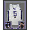 Framed Autographed/Signed De'Aaron Fox 35x39 Sacramento White Basketball Jersey BAS COA