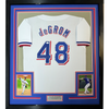 Framed Autographed/Signed Jacob DeGrom 35x39 Texas White Baseball Jersey JSA COA