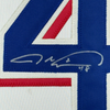 Framed Autographed/Signed Jacob DeGrom 35x39 Texas White Baseball Jersey JSA COA