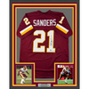 Framed Autographed/Signed Deion Sanders 35x39 Washington Burgundy Football Jersey Beckett BAS COA