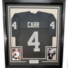 Framed Autographed/Signed Derek Carr 35x39 Las Vegas Oakland Black Football Jersey JSA COA