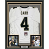 Framed Autographed/Signed Derek Carr 35x39 New Orleans White Football Jersey JSA COA