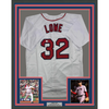 Framed Autographed/Signed Derek Lowe 35x39 Boston White Baseball Jersey Beckett BAS COA by Hall of Fame Sports Memorabilia