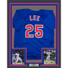 Framed Autographed/Signed Derrek Lee 35x39 Chicago Blue Baseball Jersey Beckett BAS COA by Hall of Fame Sports Memorabilia