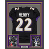 Framed Autographed/Signed Derrick Henry 35x39 Baltimore Black Football Jersey JSA COA by Hall of Fame Sports Memorabilia