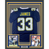 Framed Autographed/Signed Derwin James 35x39 Los Angeles LA Dark Blue Football Jersey Beckett BAS COA