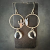 White Buffalo Turquoise Hoop Earrings in Sterling Silver with Hand-Sawn Saguaro Cactus Design by mend metalworks